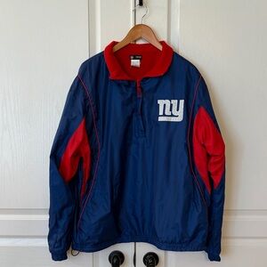 NY Giants Blue and Red Fleece-lined Pullover Windbreaker